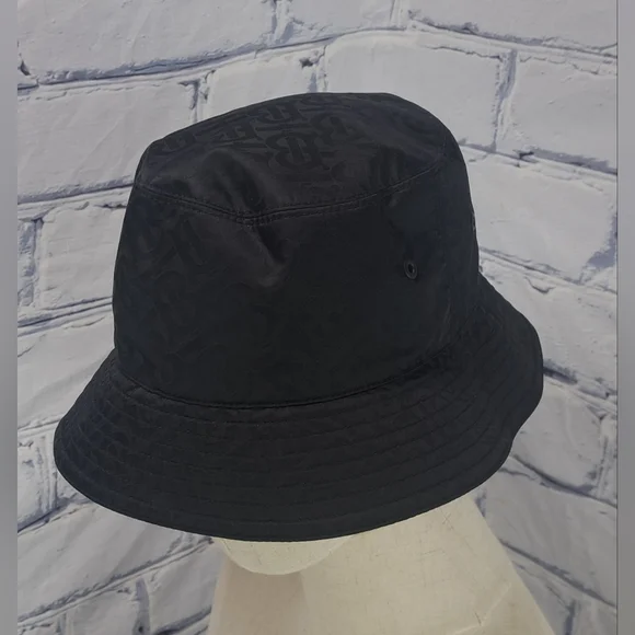 Burberry Men's TB Monogram Nylon Jacquard Bucket Hat Black Italy size Large - Picture 11 of 14